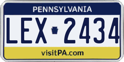 PA license plate LEX2434