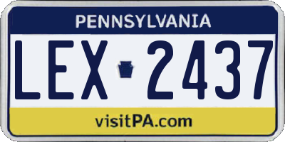 PA license plate LEX2437