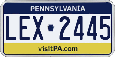PA license plate LEX2445