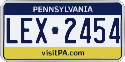 PA license plate LEX2454