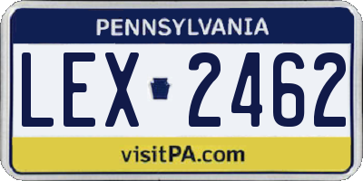 PA license plate LEX2462
