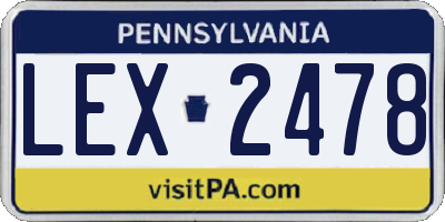 PA license plate LEX2478
