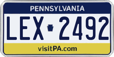 PA license plate LEX2492