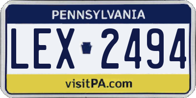 PA license plate LEX2494