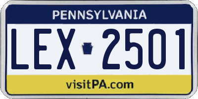 PA license plate LEX2501