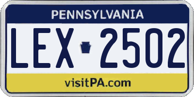 PA license plate LEX2502