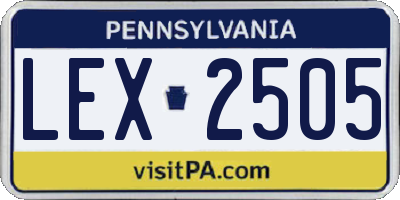 PA license plate LEX2505