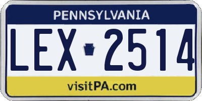 PA license plate LEX2514