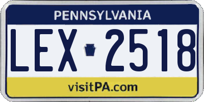 PA license plate LEX2518