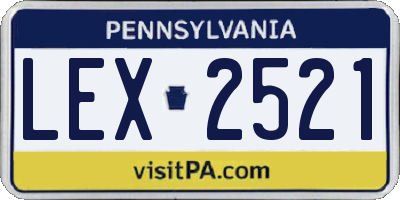 PA license plate LEX2521