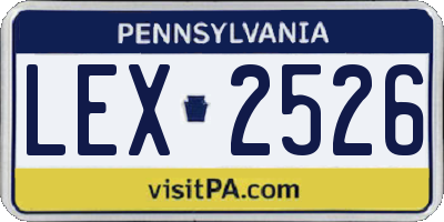 PA license plate LEX2526