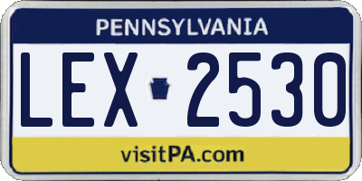 PA license plate LEX2530