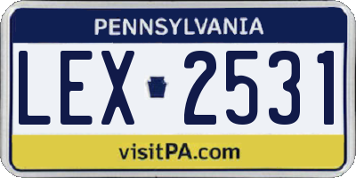 PA license plate LEX2531