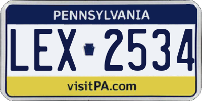 PA license plate LEX2534