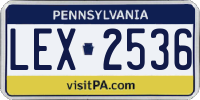PA license plate LEX2536
