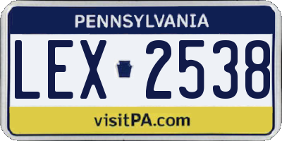 PA license plate LEX2538