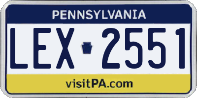PA license plate LEX2551