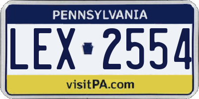 PA license plate LEX2554