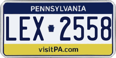PA license plate LEX2558