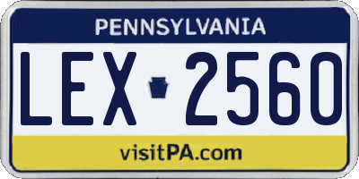 PA license plate LEX2560