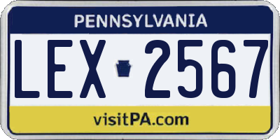 PA license plate LEX2567
