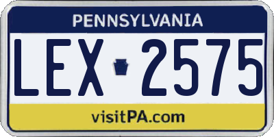 PA license plate LEX2575