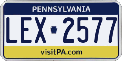 PA license plate LEX2577