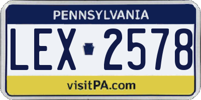 PA license plate LEX2578