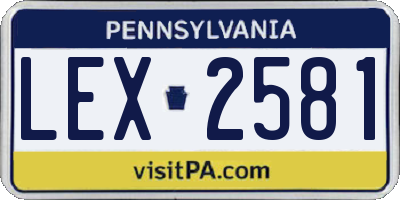 PA license plate LEX2581