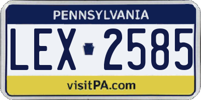 PA license plate LEX2585