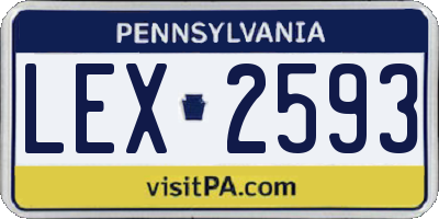 PA license plate LEX2593