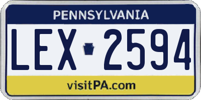 PA license plate LEX2594