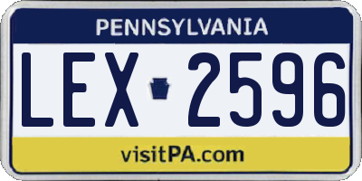 PA license plate LEX2596