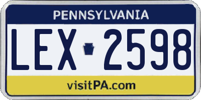 PA license plate LEX2598