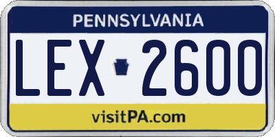 PA license plate LEX2600
