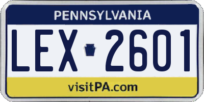 PA license plate LEX2601