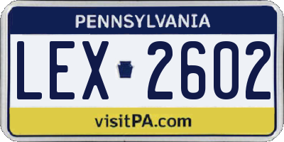 PA license plate LEX2602