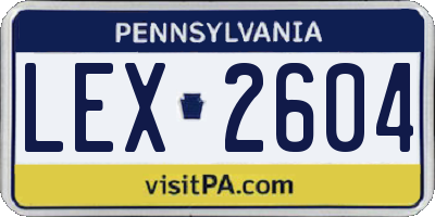 PA license plate LEX2604
