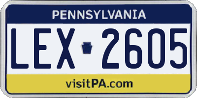 PA license plate LEX2605