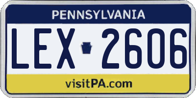 PA license plate LEX2606