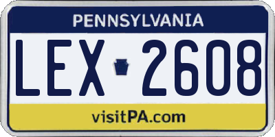 PA license plate LEX2608