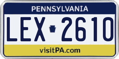 PA license plate LEX2610