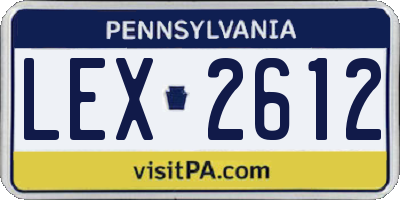 PA license plate LEX2612