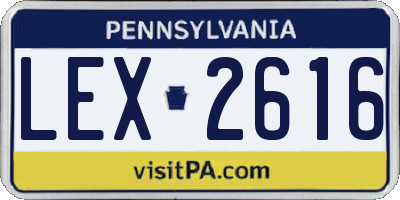 PA license plate LEX2616