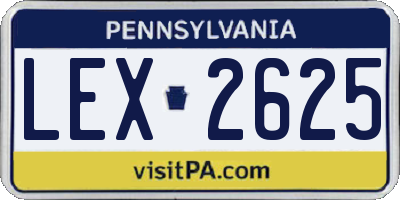 PA license plate LEX2625
