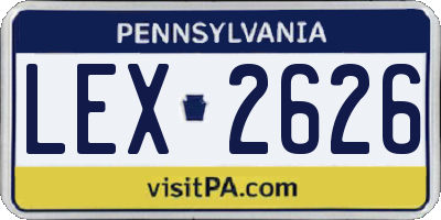 PA license plate LEX2626