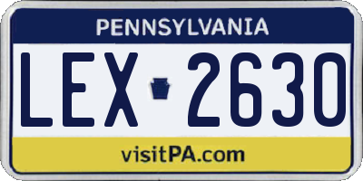 PA license plate LEX2630