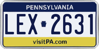 PA license plate LEX2631