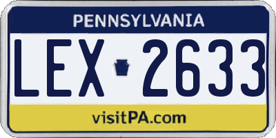 PA license plate LEX2633