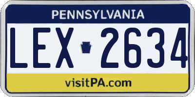 PA license plate LEX2634